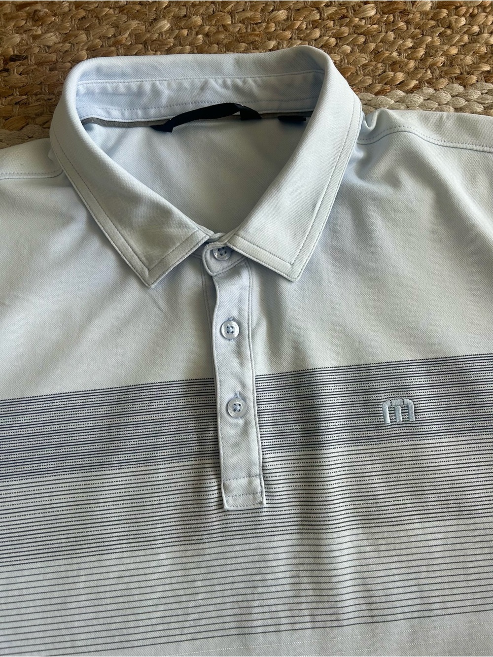 TravisMathew Coastal Chest Stripe Polo, Light Blue